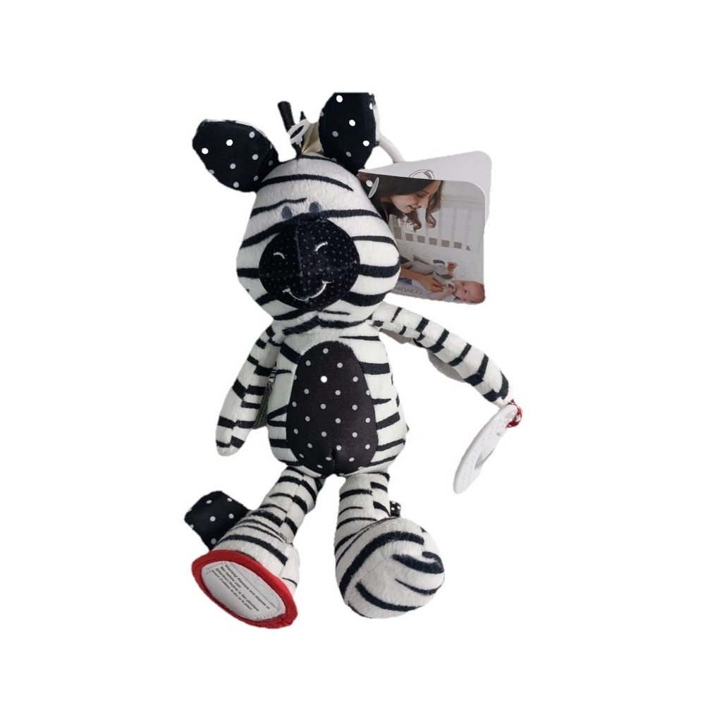Demdaco Zebra Plush Lovey Security Blanket Teether Stroller Toy Travel Clip New